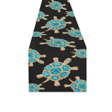 Sea turtle blue stone pattern Table Runner