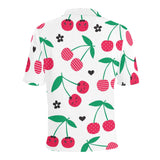 cherry pattern white background Men's All Over Print Polo Shirt
