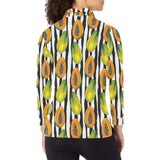 papaya design pattern Women's Long Sleeve Polo Shirt