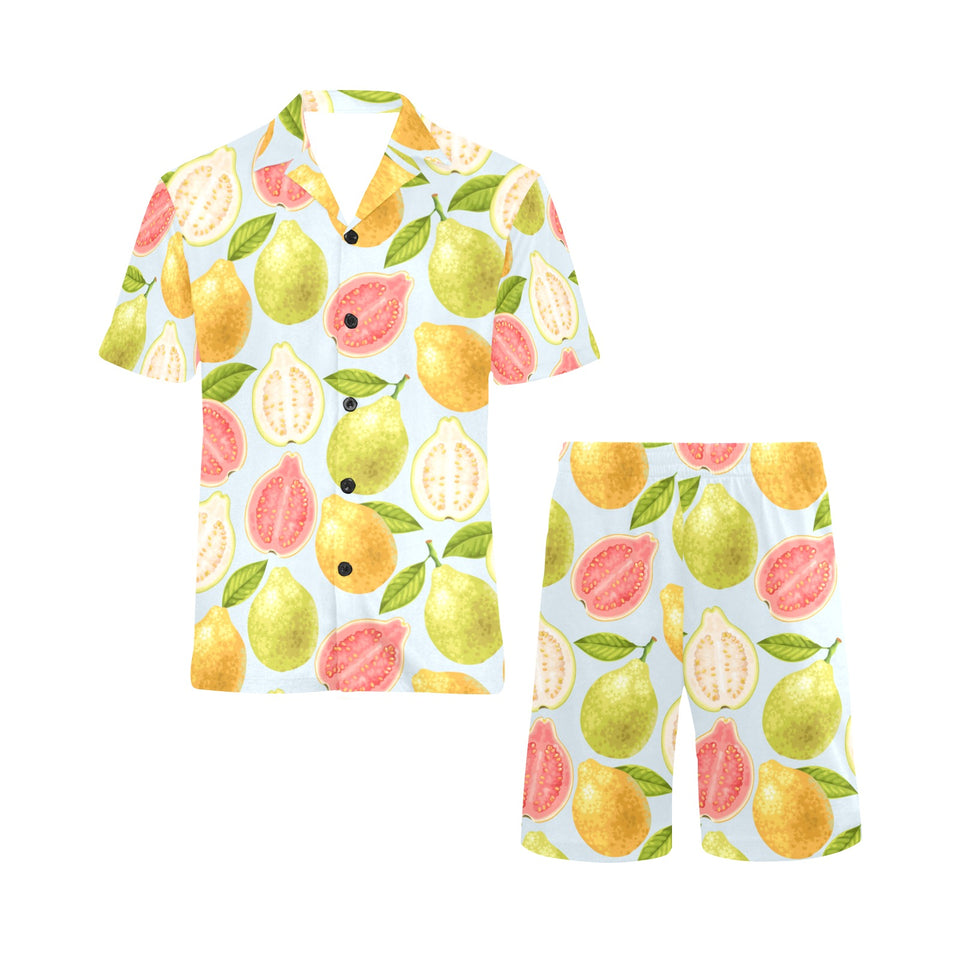 Guava design pattern Men's V-Neck Short Pajama Set