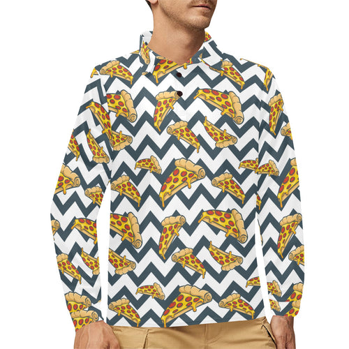 Pizza design pattern Men's Long Sleeve Polo Shirt