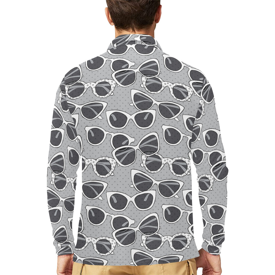 Sun Glasses Pattern Print Design 04 Men's Long Sleeve Polo Shirt