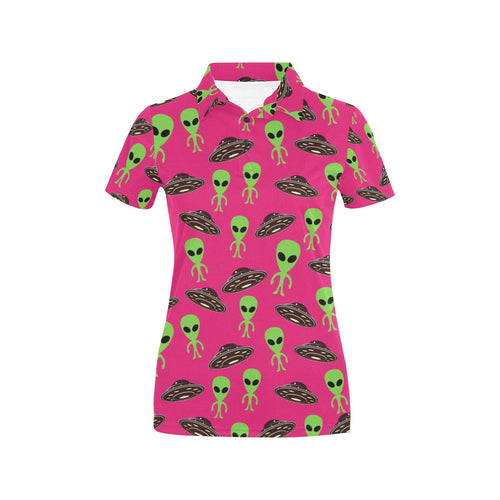 Alien Pattern Print Design 03 Women's All Over Print Polo Shirt