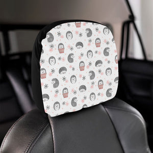 Hedgehog Pattern Print Design 02 Car Headrest Cover