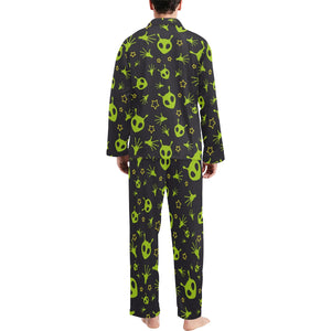 Alien Pattern Print Design 02 Men's Long Pajama Set