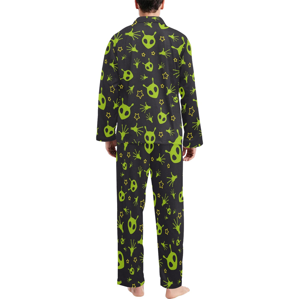 Alien Pattern Print Design 02 Men's Long Pajama Set
