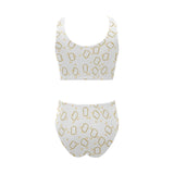 Bread Toast Pattern Print Design 01 Chest Bowknot High Waisted Bikini Swimsuit