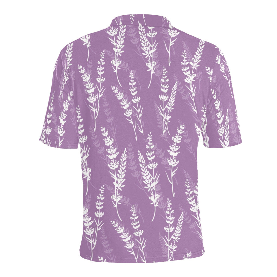 Lavender flowers purple pattern Men's All Over Print Polo Shirt