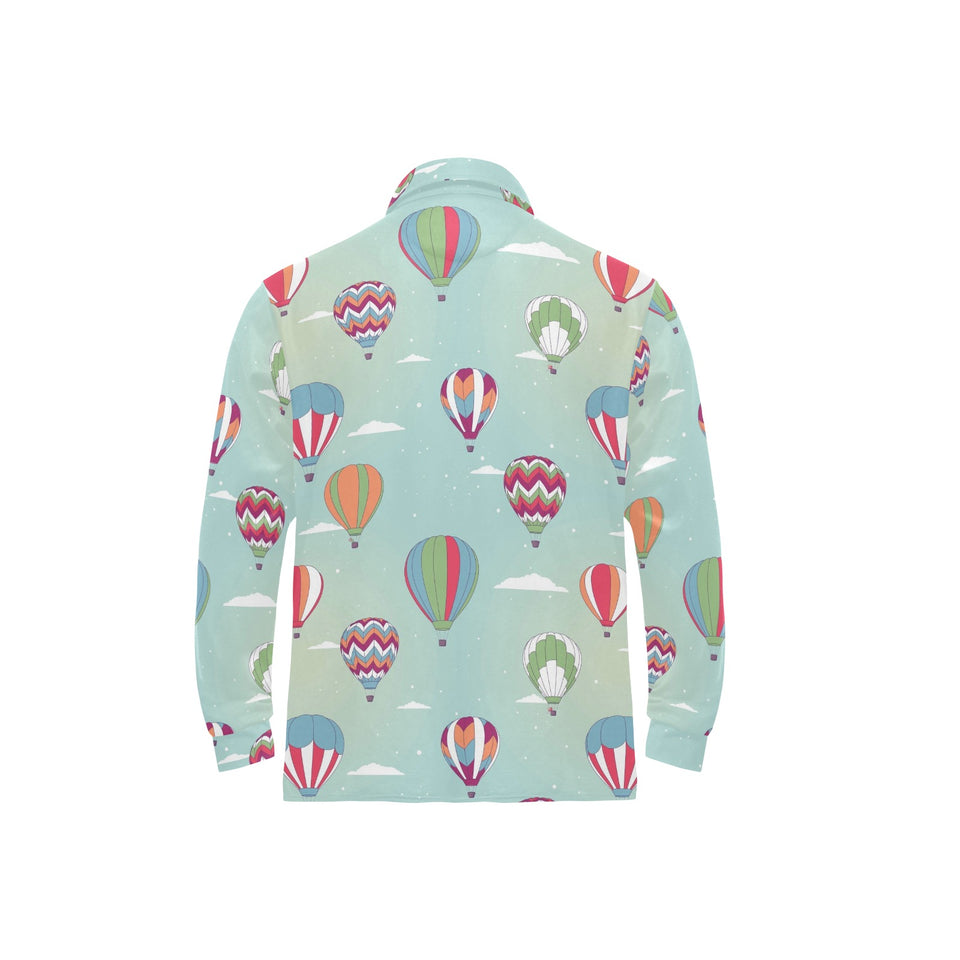Hot Air Balloon design Pattern Men's Long Sleeve Polo Shirt