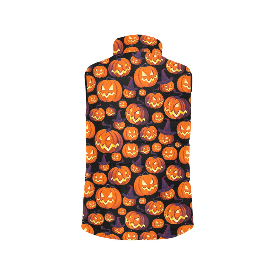 Halloween Pumpkin pattern Women's Padded Vest