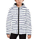 Anchor rope nautical pattern Kids' Boys' Girls' Padded Hooded Jacket