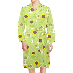 Snail Pattern Print Design 01 Men's Long Sleeve Belted Night Robe