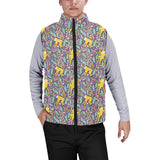 Cute yellow monkey leaves pattern Men's Padded Vest