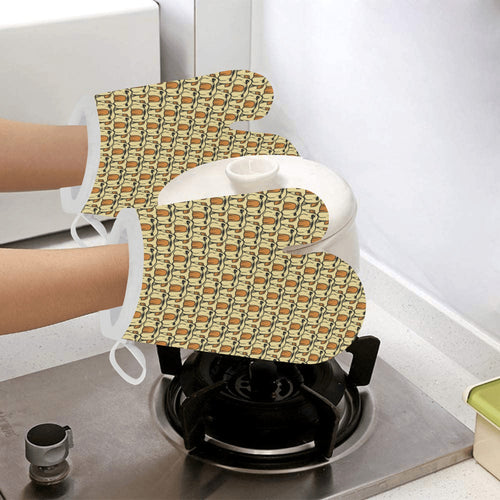 English Bulldog Pattern Print Design 02 Heat Resistant Oven Mitts