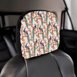 Peacock tropical flower pattern Car Headrest Cover
