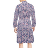 Indian Batik Style pattern Men's Long Sleeve Belted Night Robe