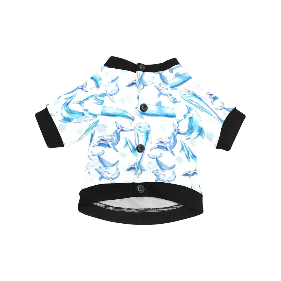 Watercolor dolphin pattern All Over Print Pet Dog Round Neck Fuzzy Shirt
