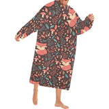 fox leaves mushroom pattern Blanket Robe with Sleeves
