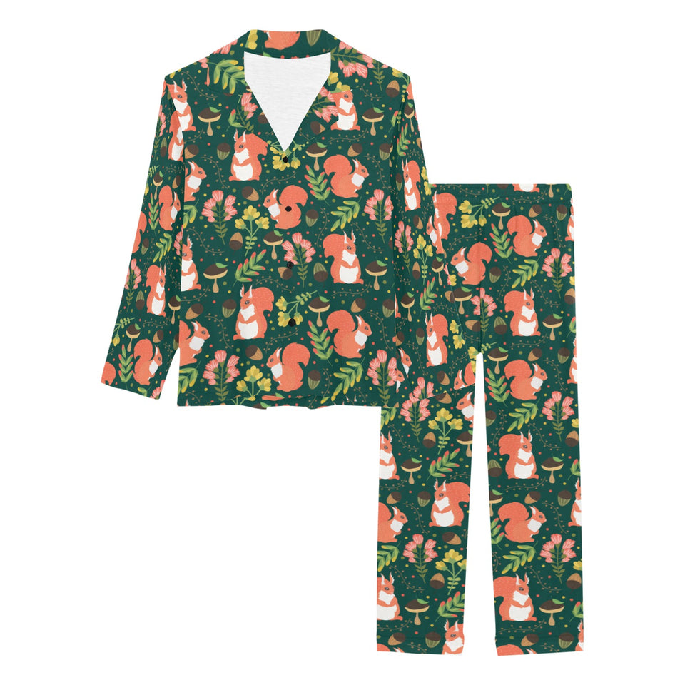 Squirrel Pattern Print Design 03 Women's Long Pajama Set