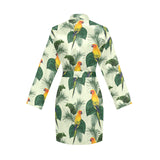 Beautiful parrot palm leaves pattern Women's Long Sleeve Belted Night Robe