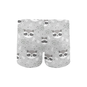 Cute raccoons leaves dot Men's Swimming Trunks