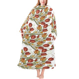 Red tulips and daffodils pattern Blanket Robe with Sleeves