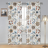 Cute nautical steering wheel anchor pattern Gauze Curtain