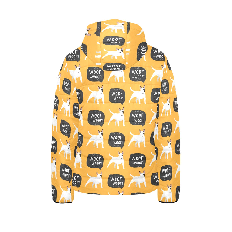 Bull Terrier Pattern Print Design 03 Kids' Boys' Girls' Padded Hooded Jacket