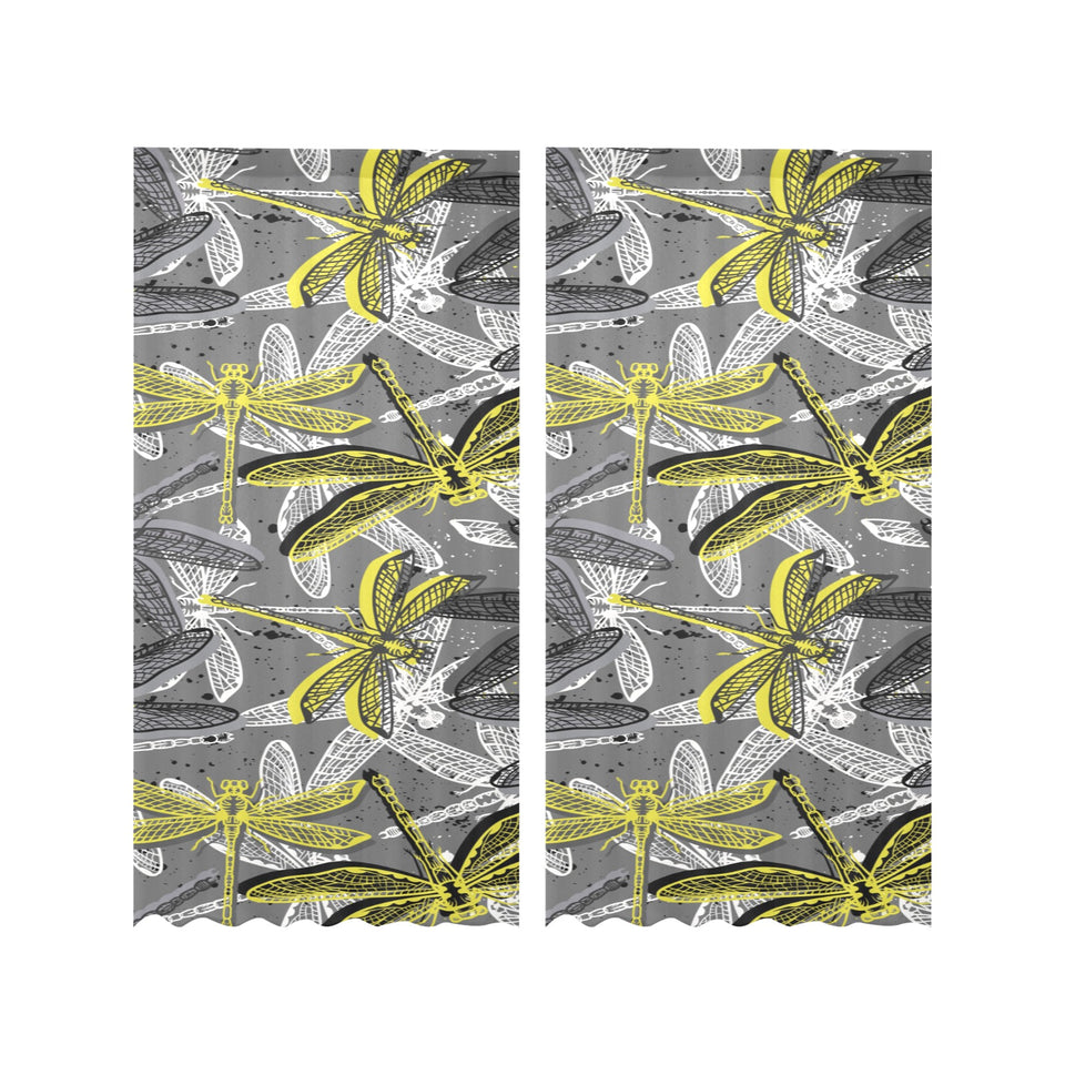 Hand drawn dragonfly pattern Gauze Curtain