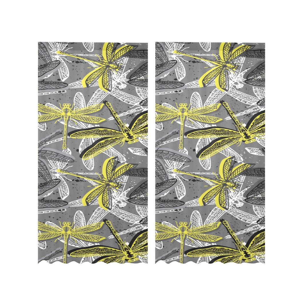 Hand drawn dragonfly pattern Gauze Curtain
