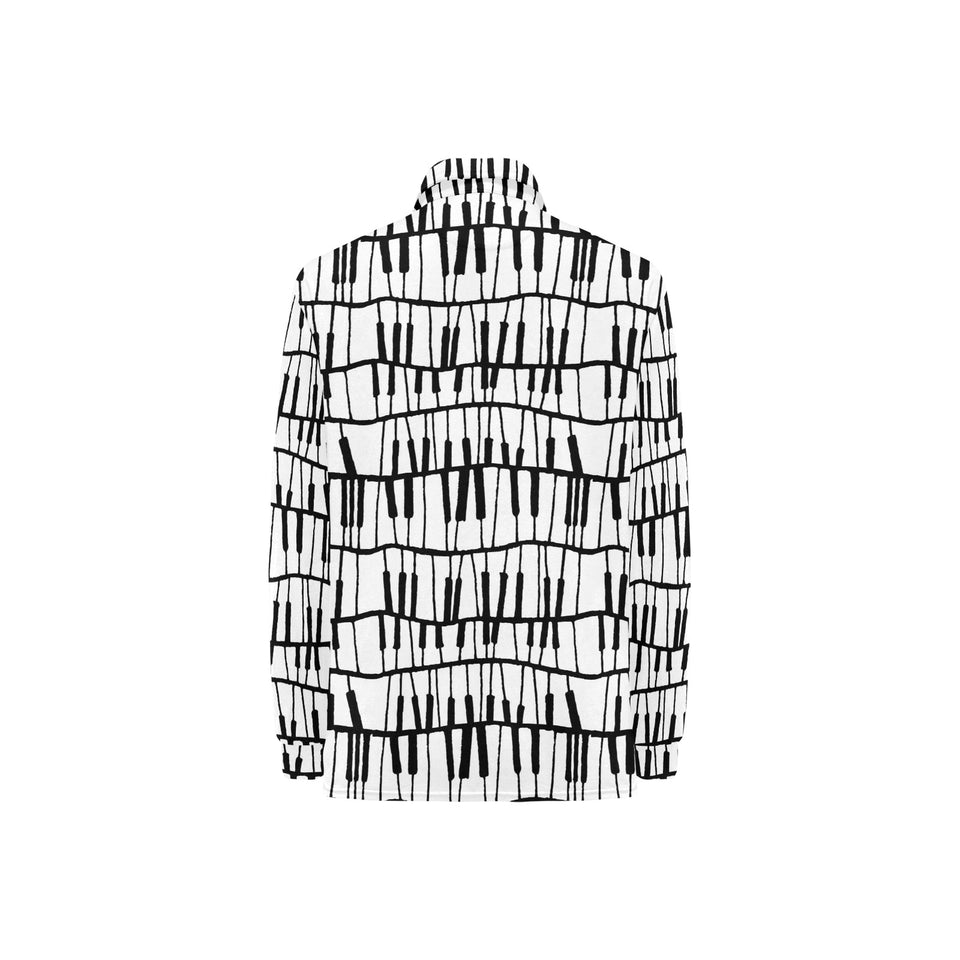 Piano Pattern Print Design 03 Women's Long Sleeve Polo Shirt