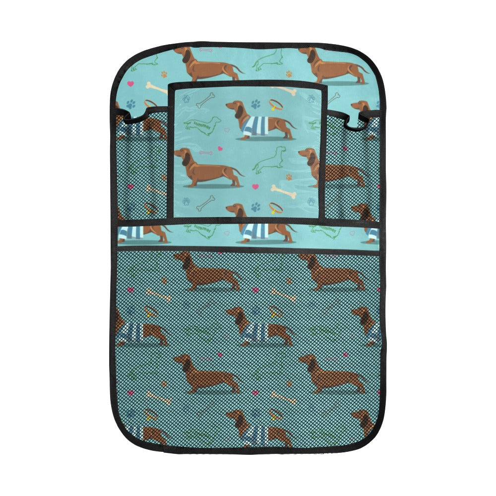 Dachshund decorative background Car Seat Back Organizer