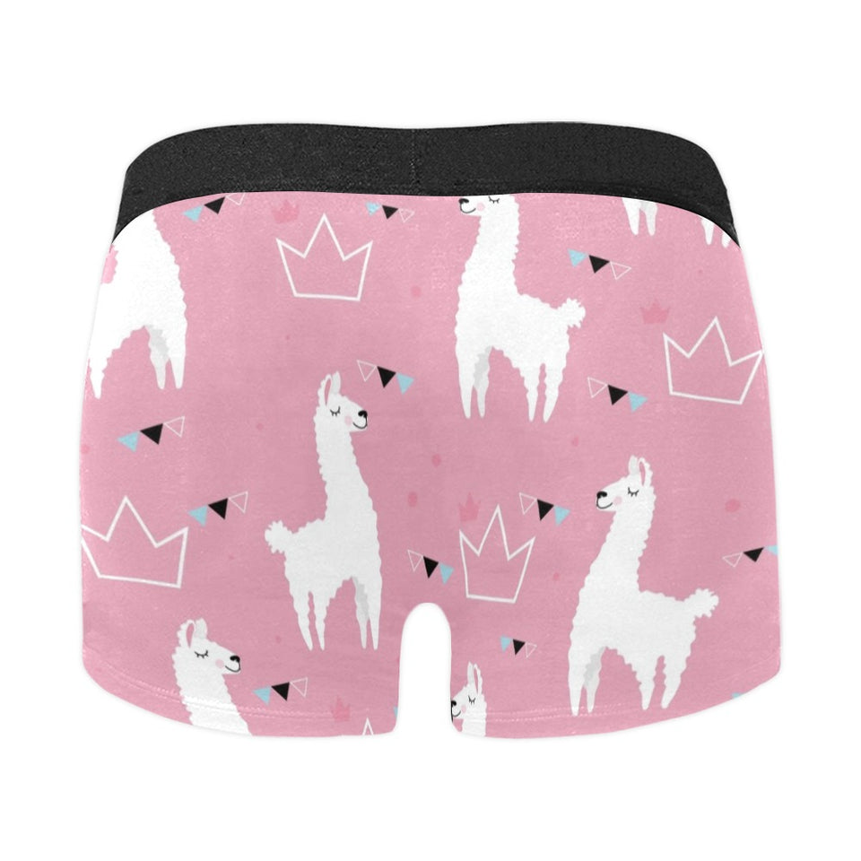 Llama Alpaca pink background Men's All Over Print Boxer Briefs Men's Underwear