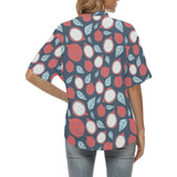 dragon fruits dark blue background Women's All Over Print Hawaiian Shirt