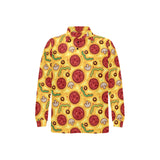 Pizza texture pattern Men's Long Sleeve Polo Shirt