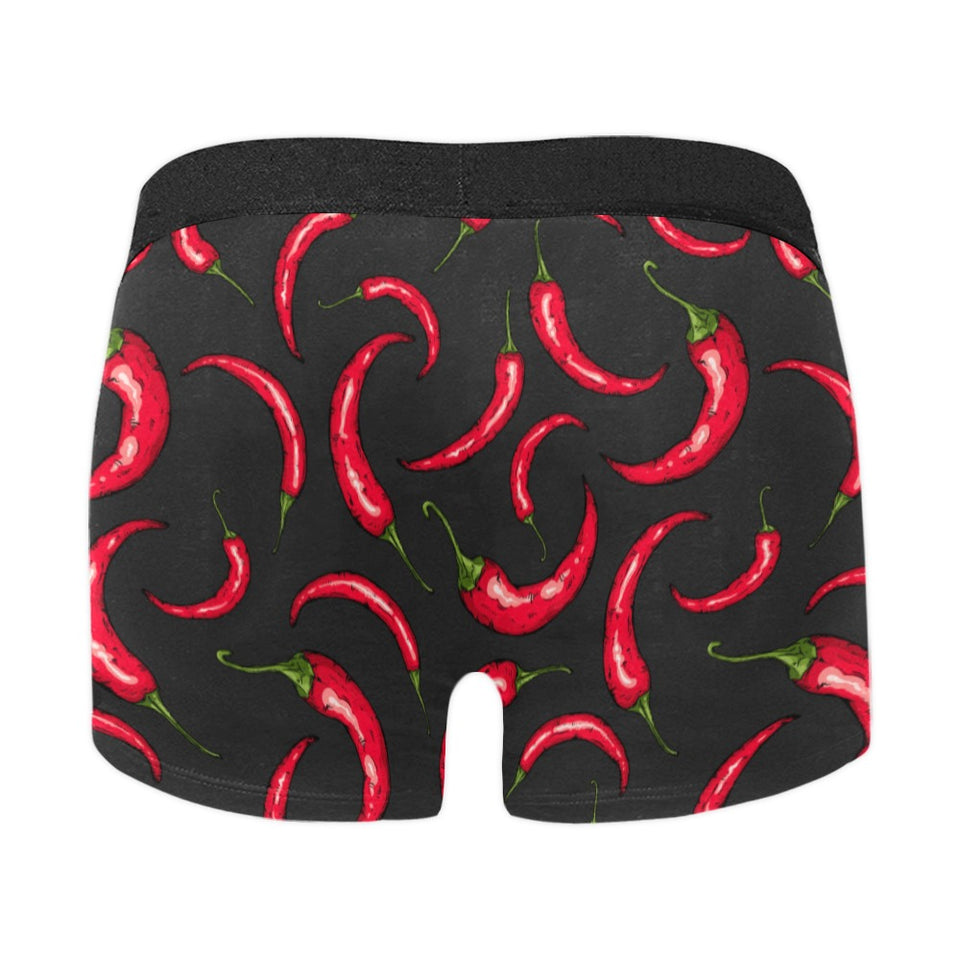 Chili peppers pattern black background Men's All Over Print Boxer Briefs Men's Underwear
