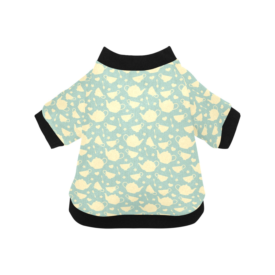 Tea pots Pattern Print Design 02 All Over Print Pet Dog Round Neck Fuzzy Shirt