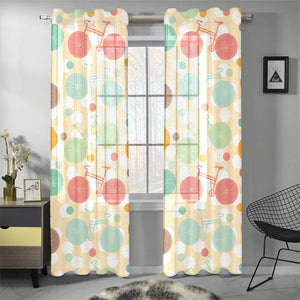 Bicycle Pattern Print Design 01 Gauze Curtain
