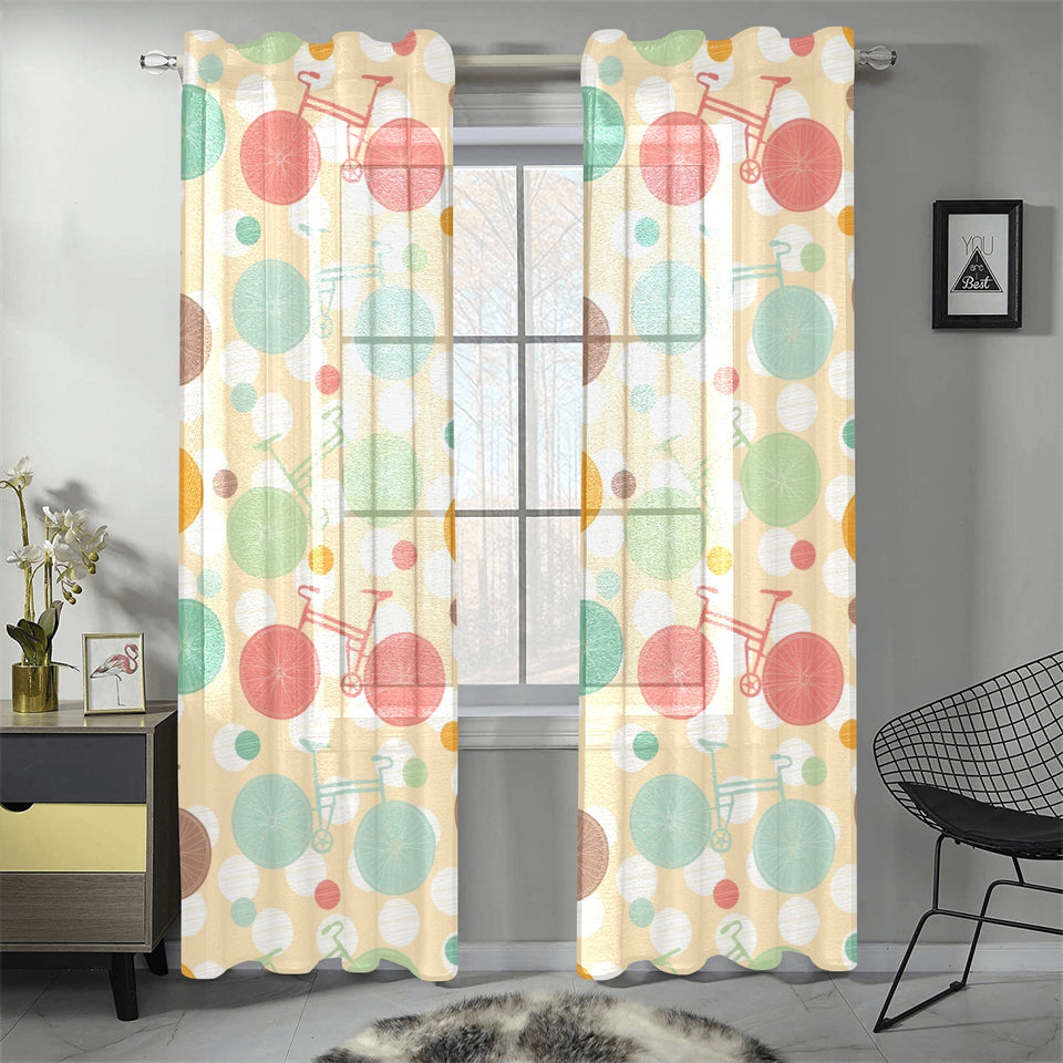 Bicycle Pattern Print Design 01 Gauze Curtain
