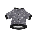 sushi pattern black background All Over Print Pet Dog Round Neck Fuzzy Shirt