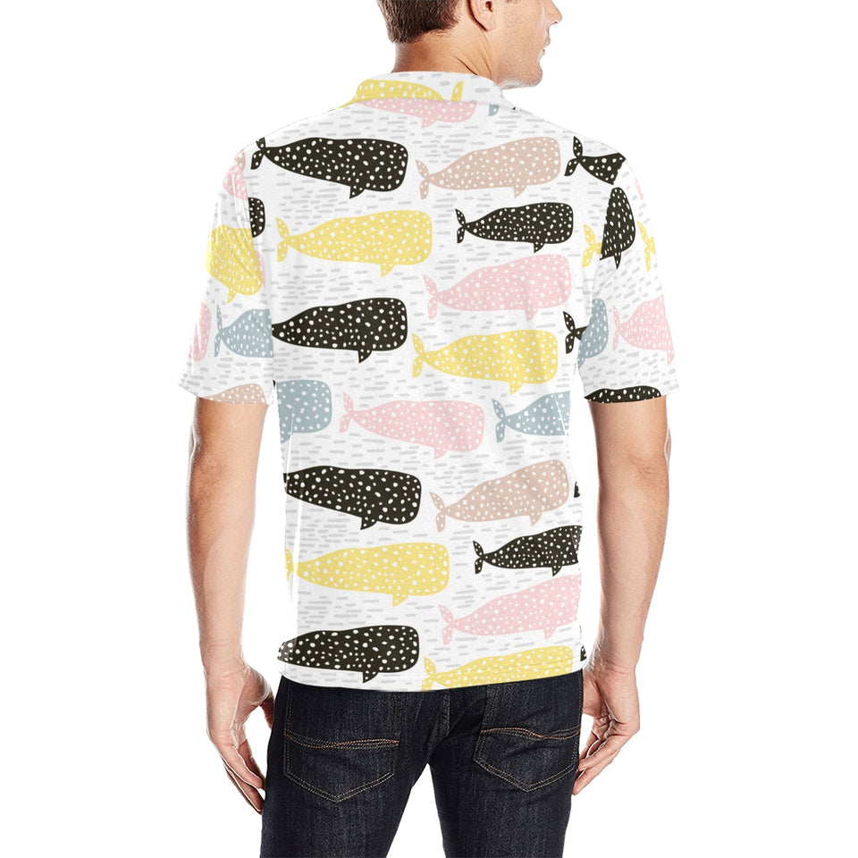Whale dot pattern Men's All Over Print Polo Shirt