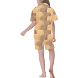 Bread Toast Pattern Print Design 04 Kids' Boys' Girls' V-Neck Short Pajama Set