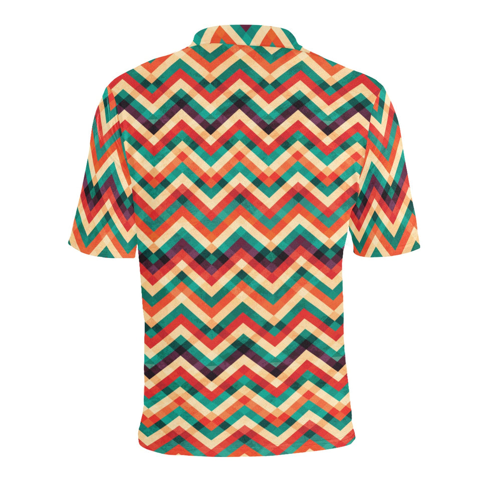 zigzag chevron colorful pattern Men's All Over Print Polo Shirt