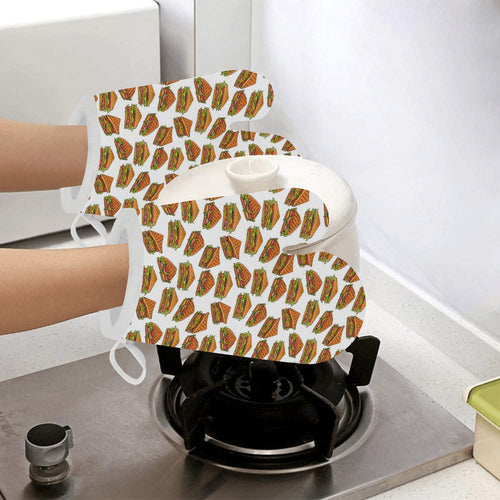 Sandwich Pattern Print Design 02 Heat Resistant Oven Mitts