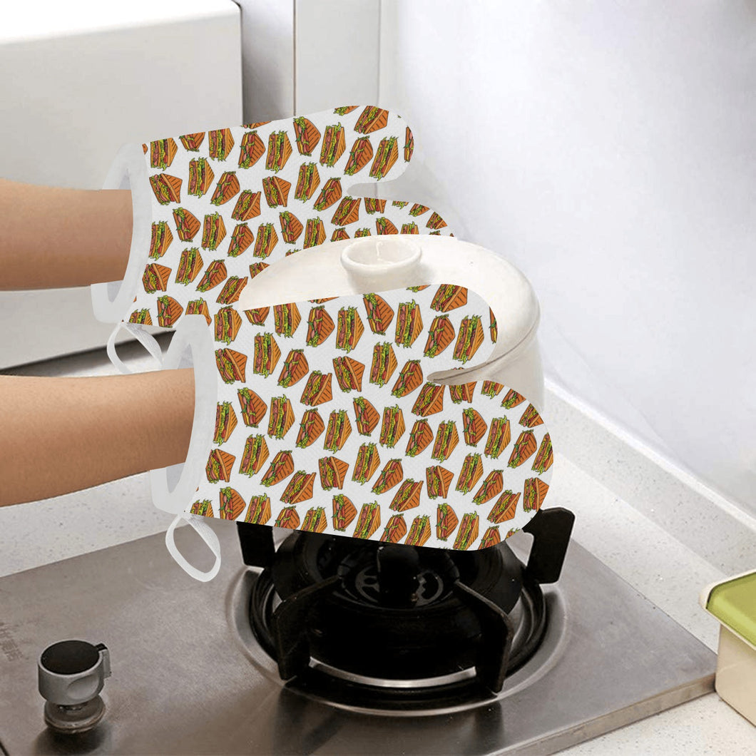 Sandwich Pattern Print Design 02 Heat Resistant Oven Mitts