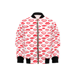 Lips Pattern Print Design 05 Kids' Boys' Girls' Bomber Jacket