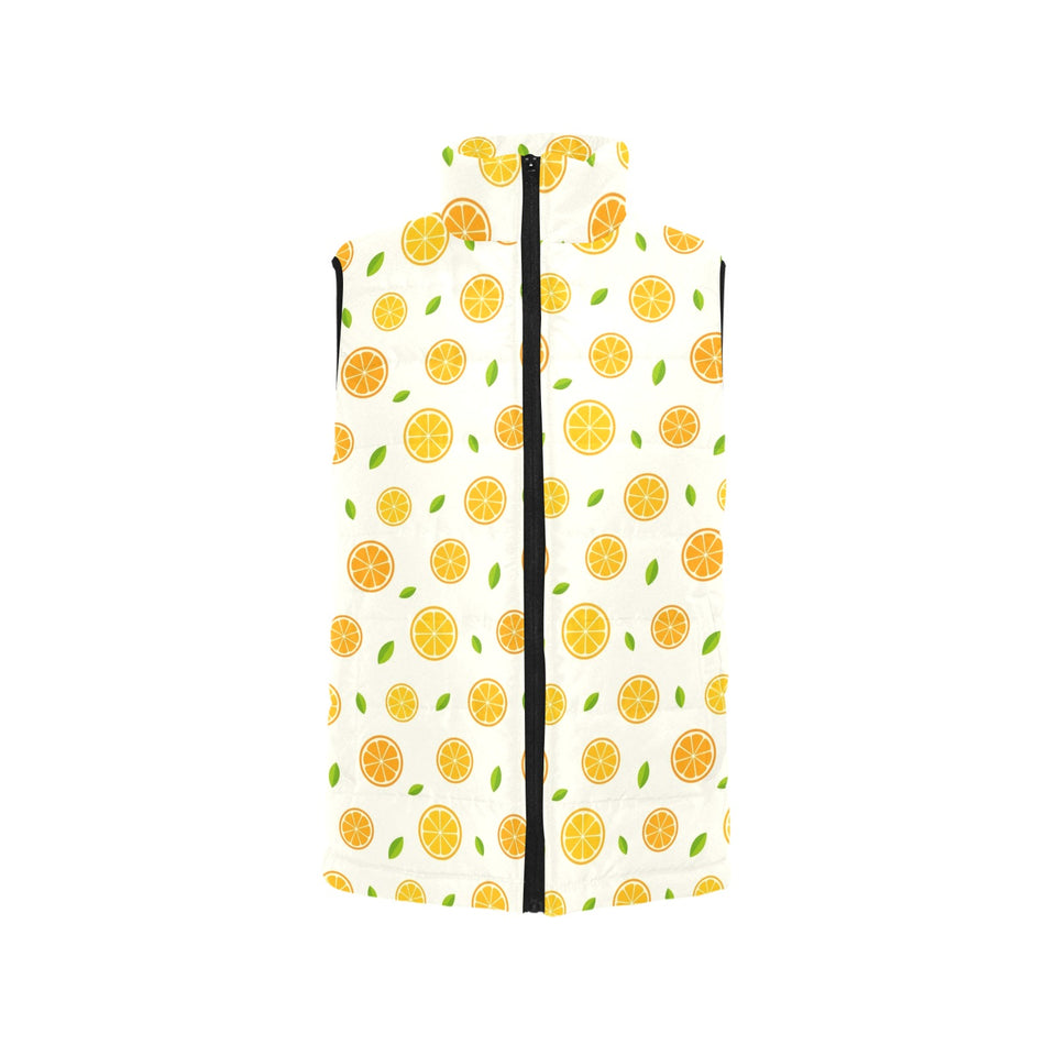 oranges leaves pattern Men's Padded Vest