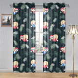 Cute sloths sleeping christmas ball santa hat patt Gauze Curtain