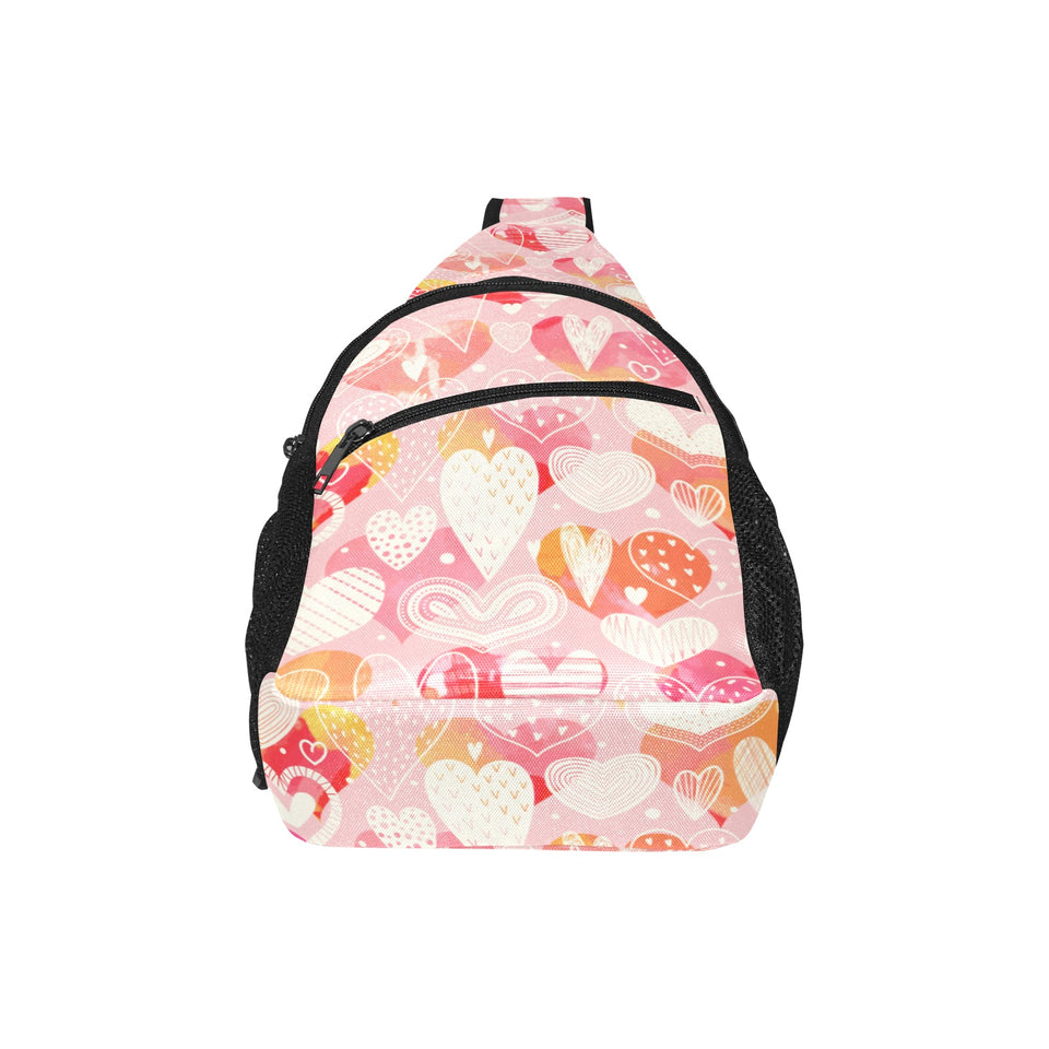 Hand drawn heart design pattern All Over Print Chest Bag