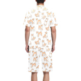 shiba inu dog pattern Men's V-Neck Short Pajama Set